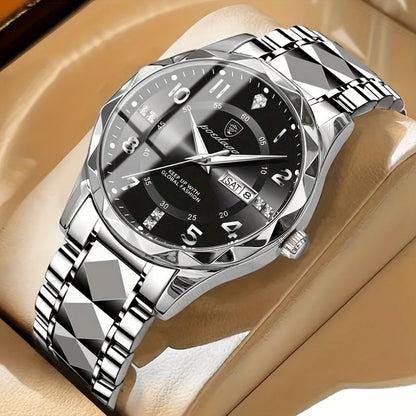 Montre sport homme titane double affichage étanche 50 m chronographe aiguilles lumineuses