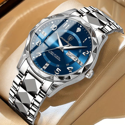 Montre sport homme titane double affichage étanche 50 m chronographe aiguilles lumineuses