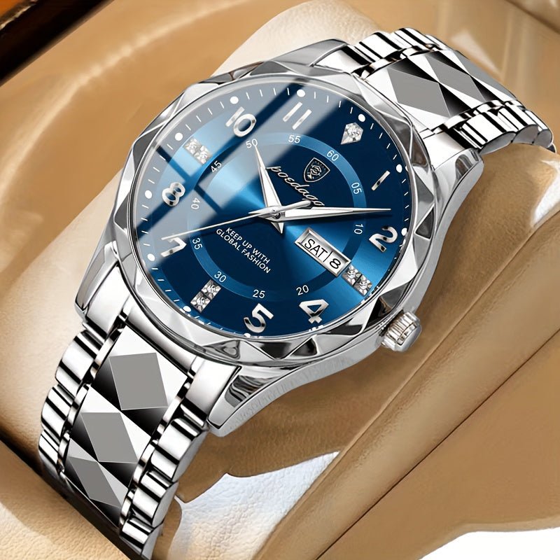 Montre sport homme titane double affichage étanche 50 m chronographe aiguilles lumineuses