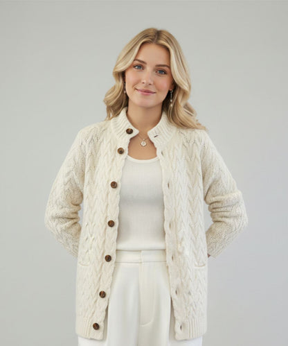 Gilet tricoté femme sans manches boutons devant