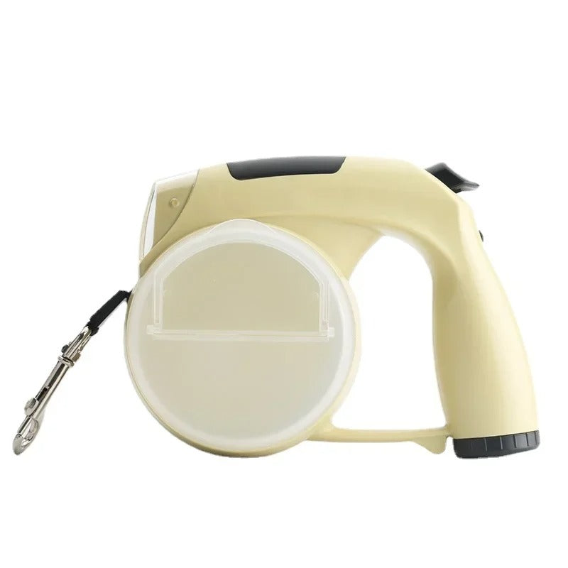 Laisse rétractable chien 3 m LED bol eau boîte nourriture porte-sac ABS nylon multifonctionnelle