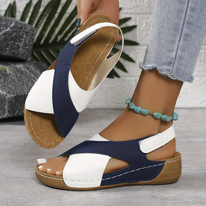 Sandale femme cuir synthétique velcro semelle EVA confortable