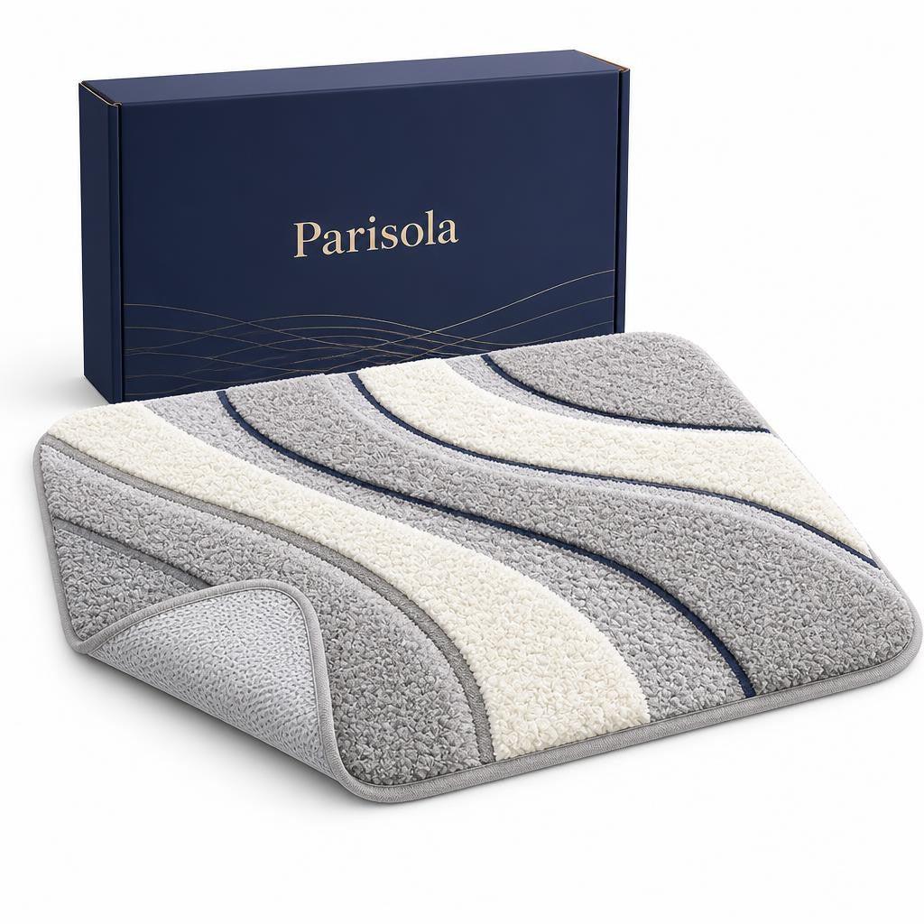 Tapis de Bain Antidérapant Vagues Parisola — Gris — Vue Packshot Principal