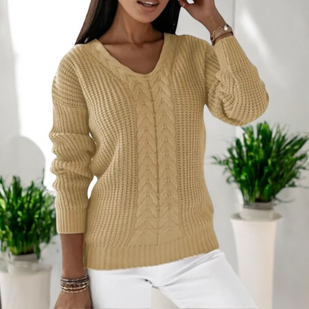Pull tricoté femme maille douce manches longues coupe semi-ajustée