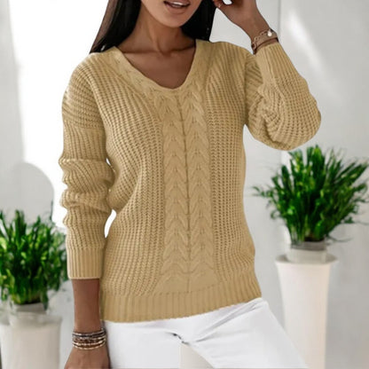 Pull tricoté femme maille douce manches longues coupe semi-ajustée