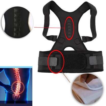 Correcteur de posture tissu respirant sangles ajustables aimants intégrés S à 3XL