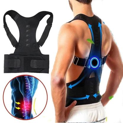 Correcteur de posture tissu respirant sangles ajustables aimants intégrés S à 3XL