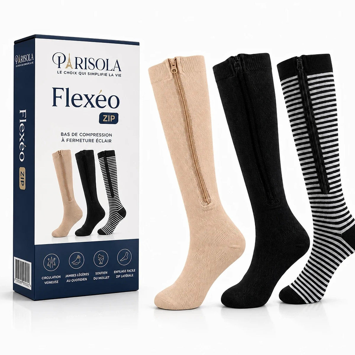 Bas de Compression Zip Genoux