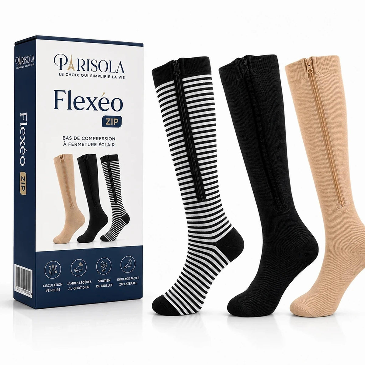 Bas de Compression Zip Genoux