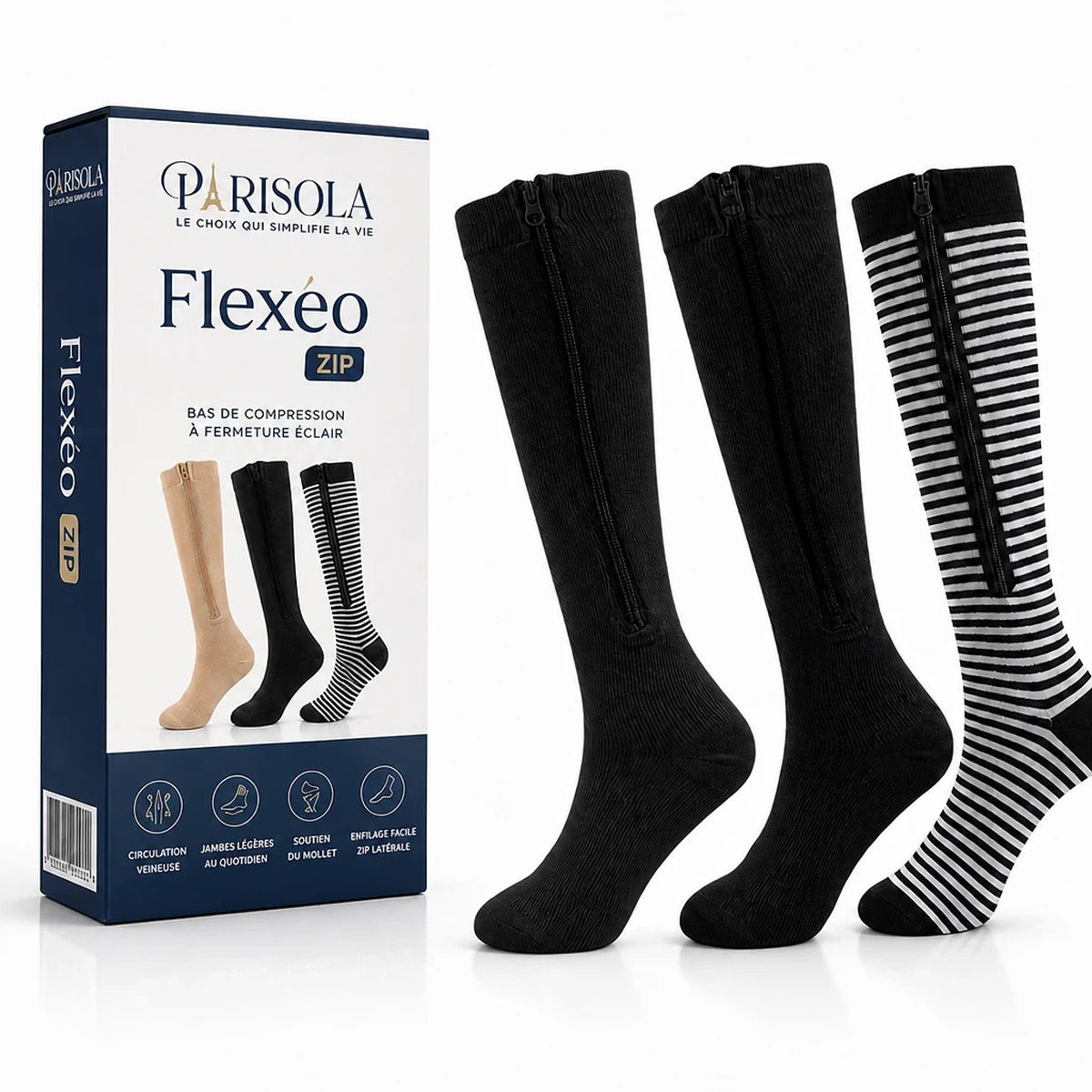 Bas de Compression Zip Genoux