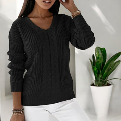 Pull tricoté femme maille douce manches longues coupe semi-ajustée