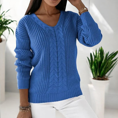 Pull tricoté femme maille douce manches longues coupe semi-ajustée