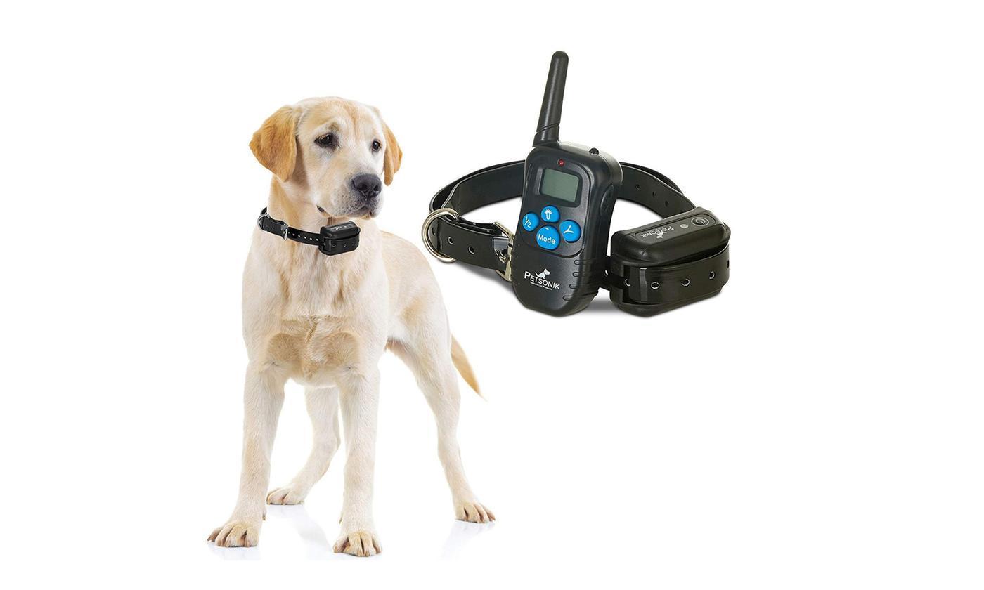 Collier anti-aboiement chien télécommande 300 m 4 modes vibration choc 100 niveaux LED rechargeable