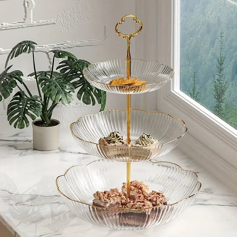 Corbeille à fruits 3 niveaux PET empilable rangement légumes pain cuisine 25x35 cm