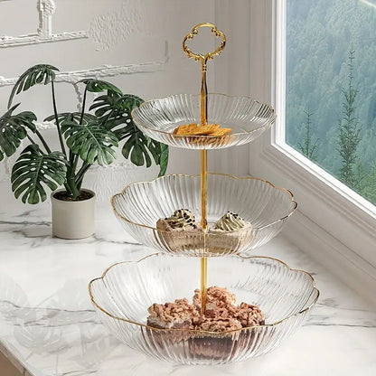 Corbeille à fruits 3 niveaux PET empilable rangement légumes pain cuisine 25x35 cm