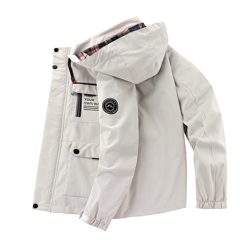 Veste d'hiver homme imperméable capuche chaude zippée