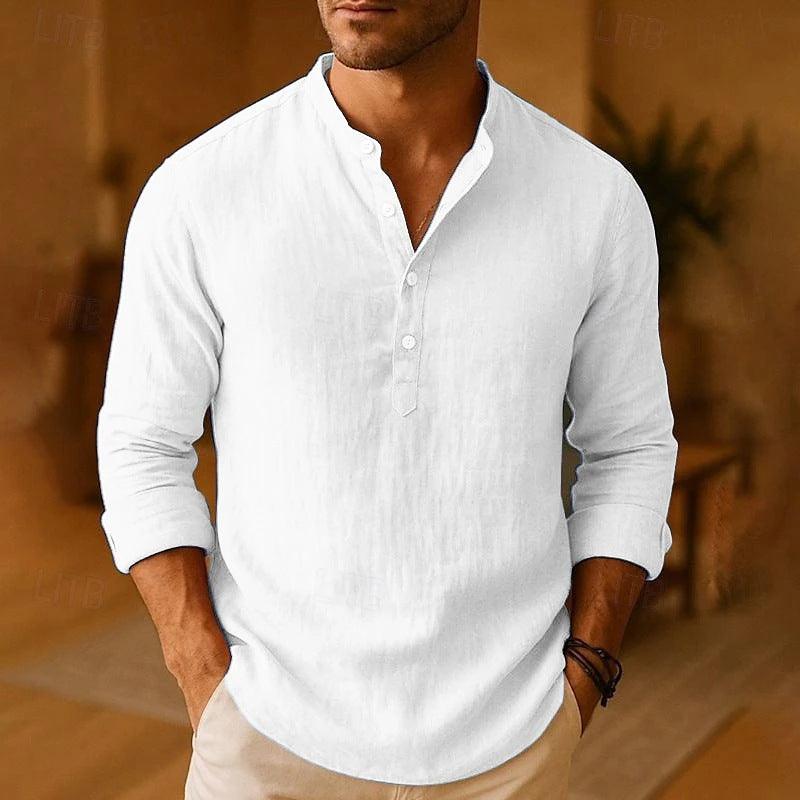 Chemise Homme en Lin Col Montant