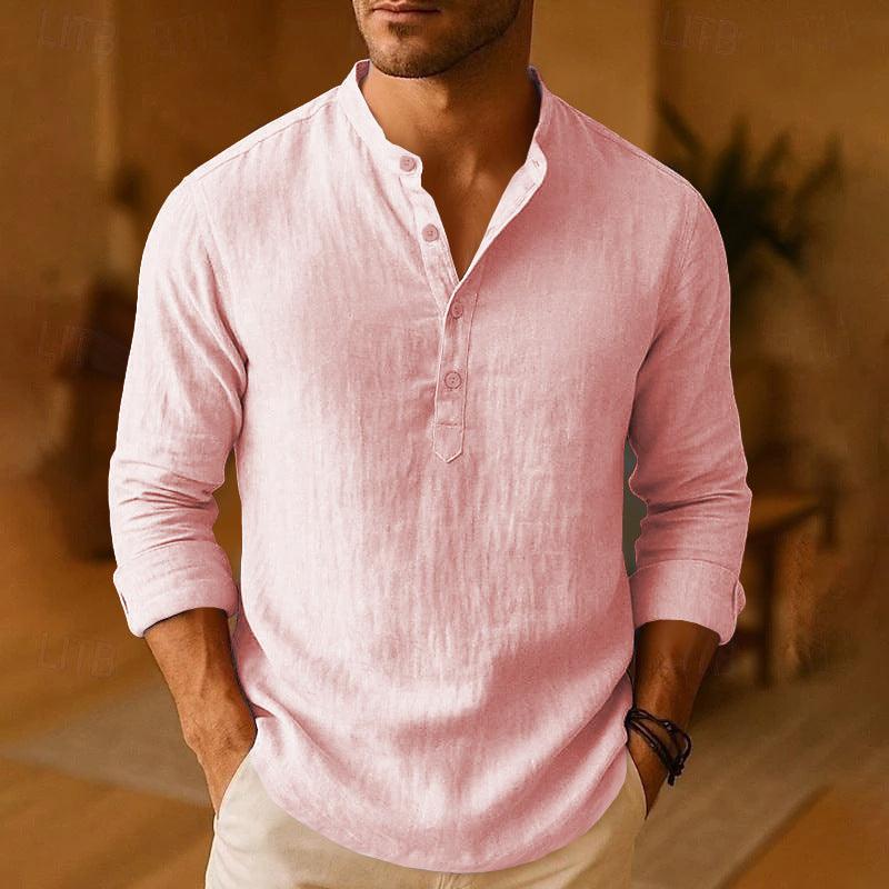Chemise Homme en Lin Col Montant