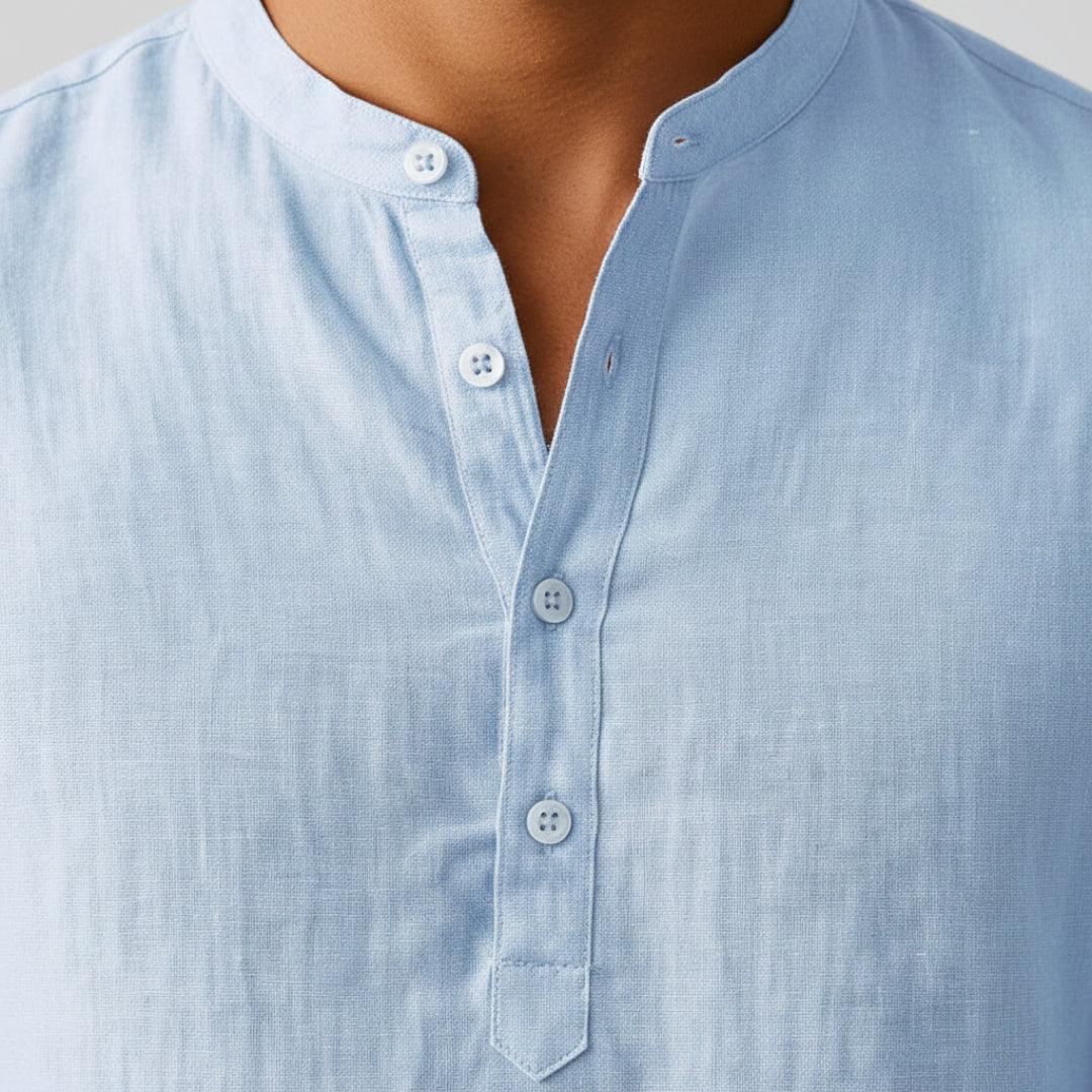 Chemise Homme en Lin Col Montant
