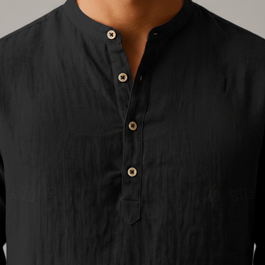 Chemise Homme en Lin Col Montant