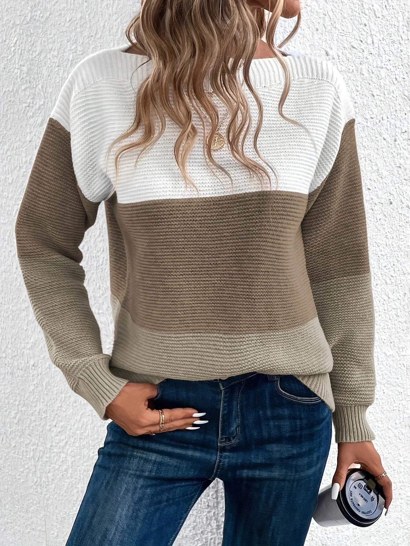 Pull femme col rond décontracté mailles douces manches longues