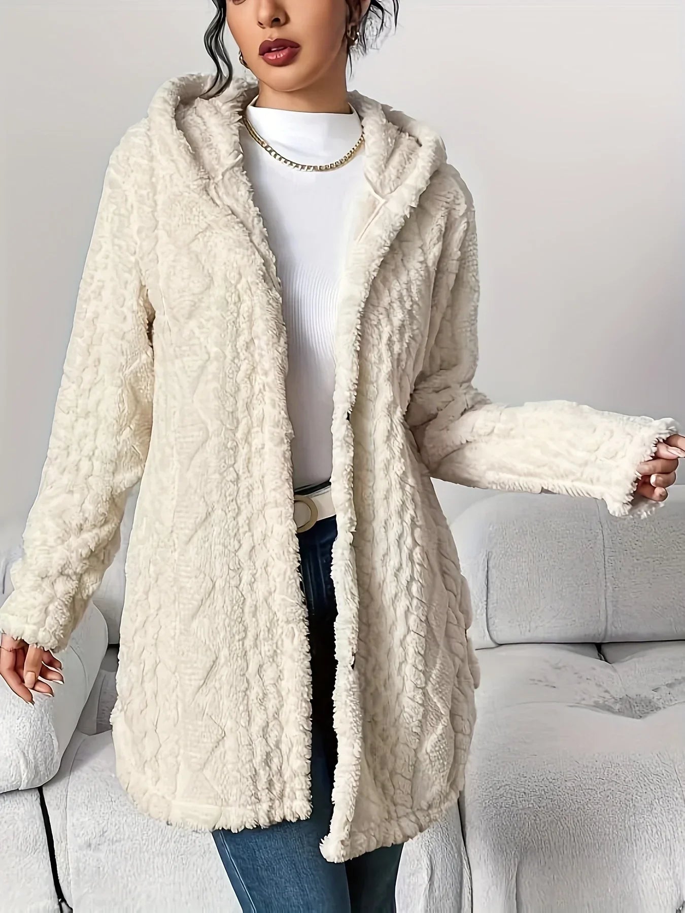 Cardigan polaire femme avec capuche coupe confortable