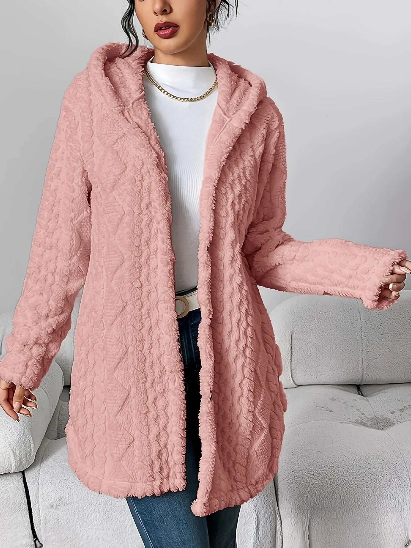 Cardigan polaire femme avec capuche coupe confortable