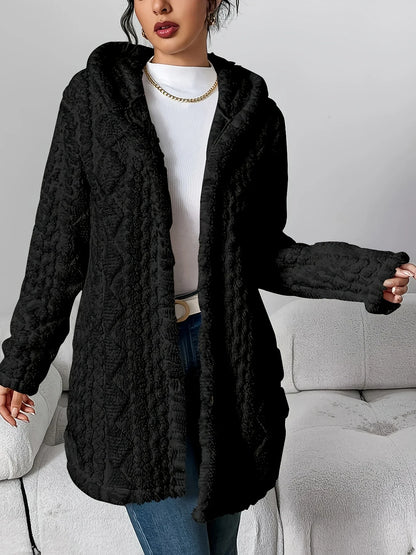 Cardigan polaire femme avec capuche coupe confortable