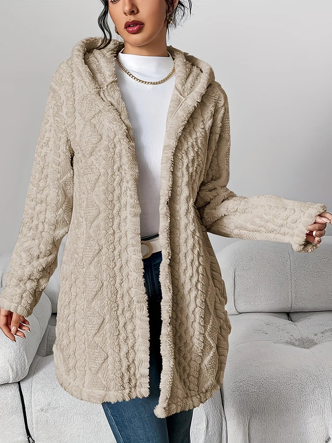 Cardigan polaire femme avec capuche coupe confortable