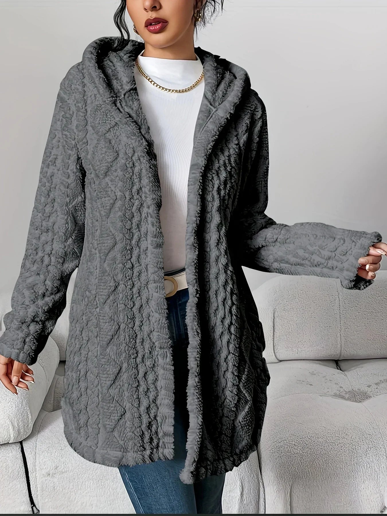 Cardigan polaire femme avec capuche coupe confortable