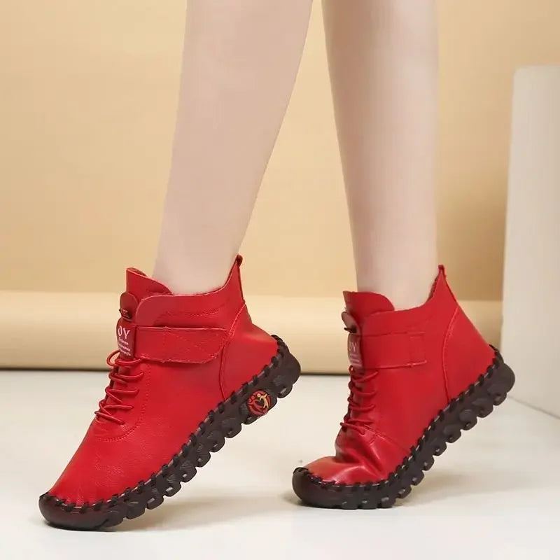 Chaussures femme cuir synthétique semelle caoutchouc fermeture ajustable