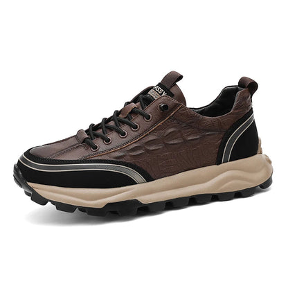 Baskets homme cuir synthétique texturé crocodile semelle caoutchouc