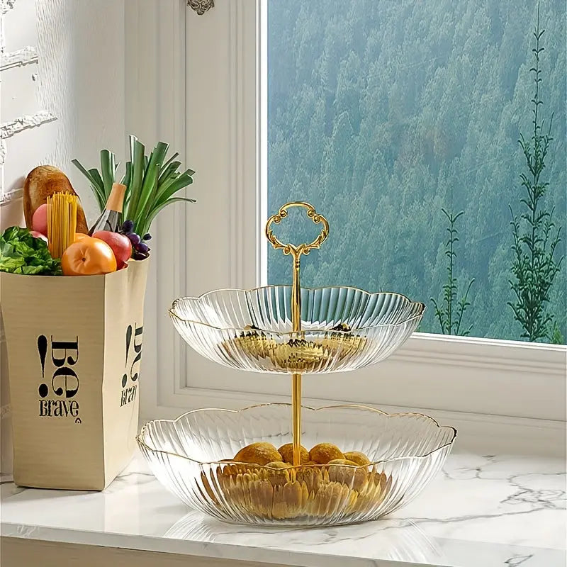 Corbeille à fruits 3 niveaux PET empilable rangement légumes pain cuisine 25x35 cm