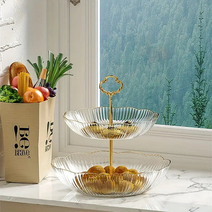Corbeille à fruits 3 niveaux PET empilable rangement légumes pain cuisine 25x35 cm