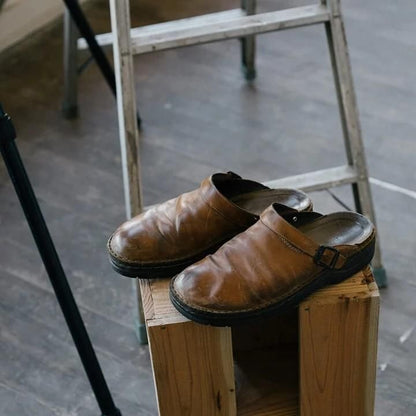 Sabots slip-on synthétique effet cuir semelle rembourrée tailles 38-48 intérieur extérieur