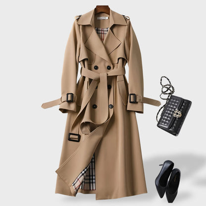 Trench femme imperméable ceinturé col rabattu