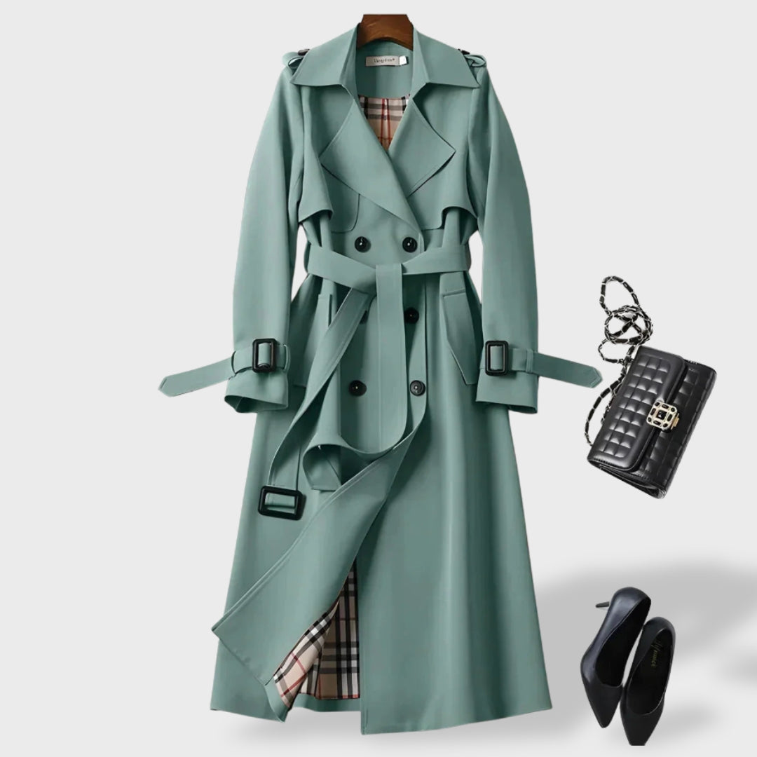 Trench femme imperméable ceinturé col rabattu
