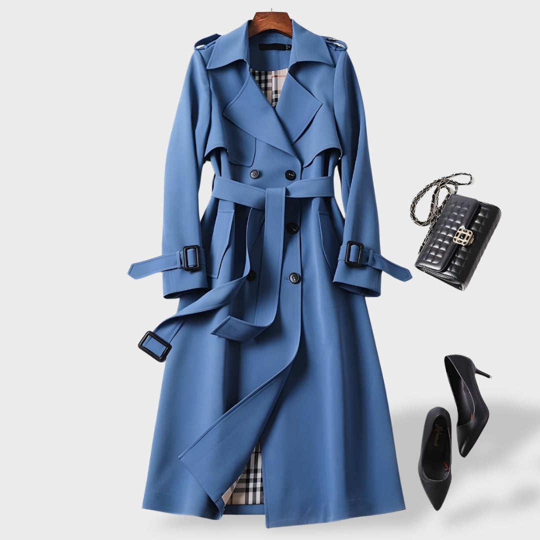 Trench femme imperméable ceinturé col rabattu