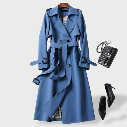 Trench femme imperméable ceinturé col rabattu