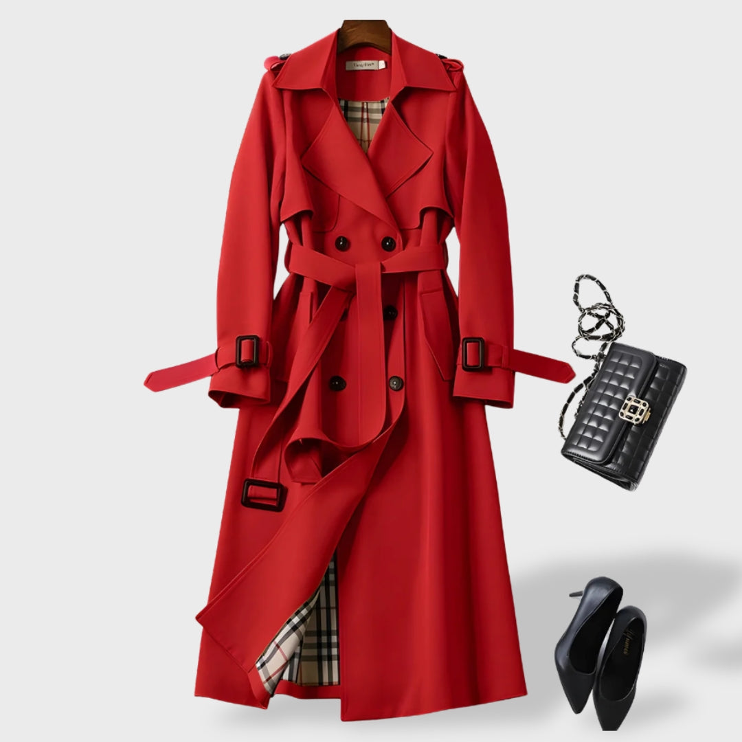 Trench femme imperméable ceinturé col rabattu