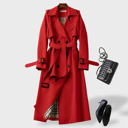 Trench femme imperméable ceinturé col rabattu
