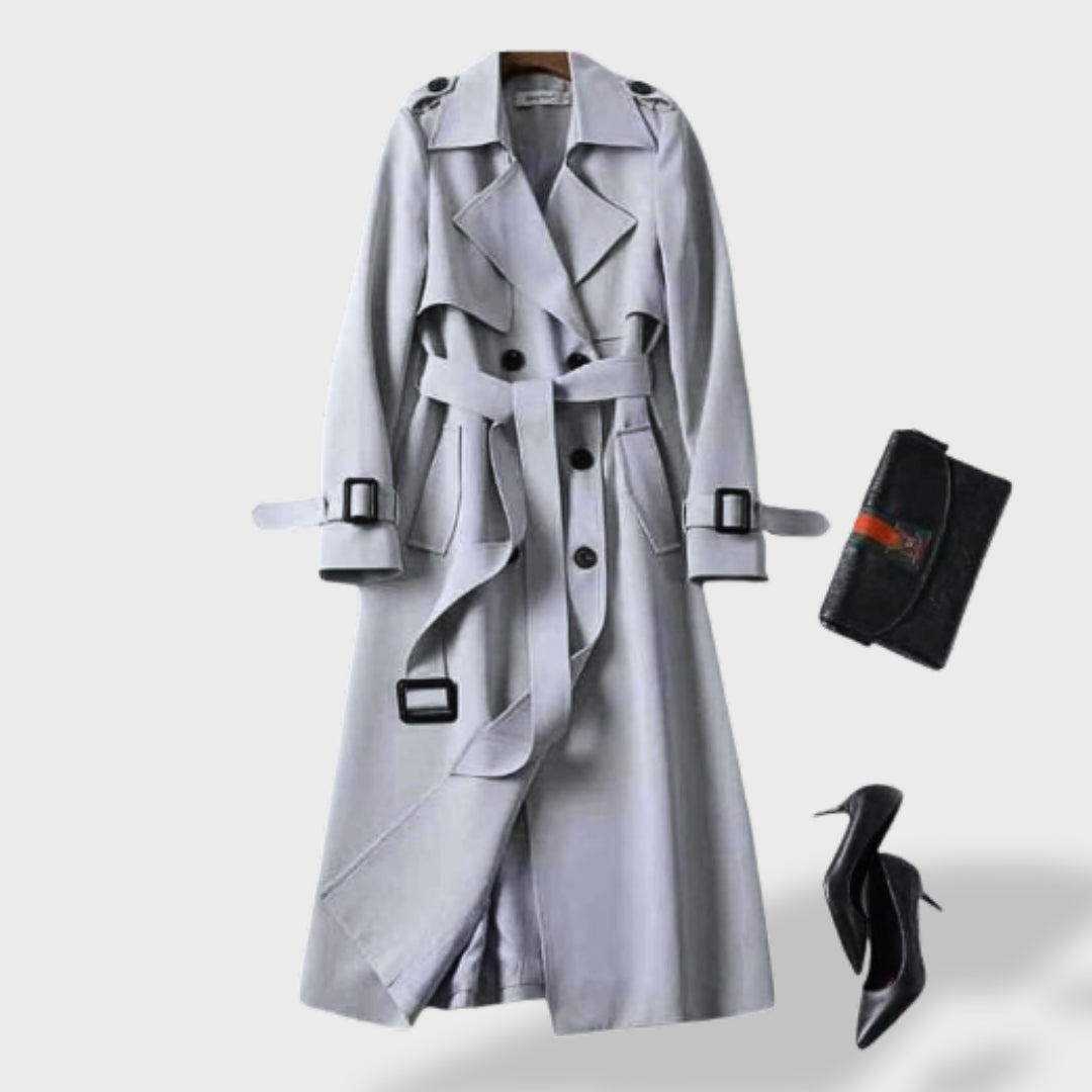 Trench femme imperméable ceinturé col rabattu