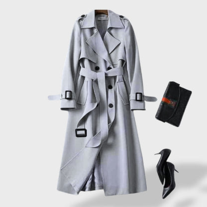 Trench femme imperméable ceinturé col rabattu