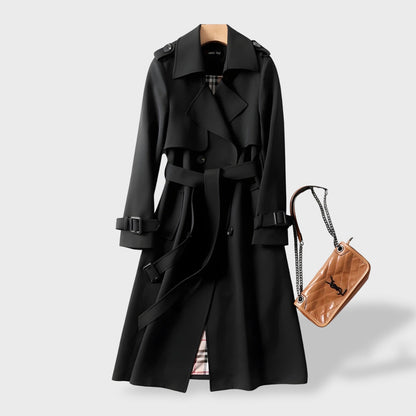 Trench femme imperméable ceinturé col rabattu