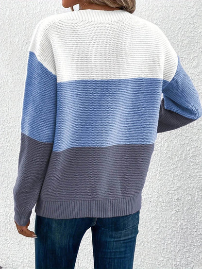 Pull femme col rond décontracté mailles douces manches longues