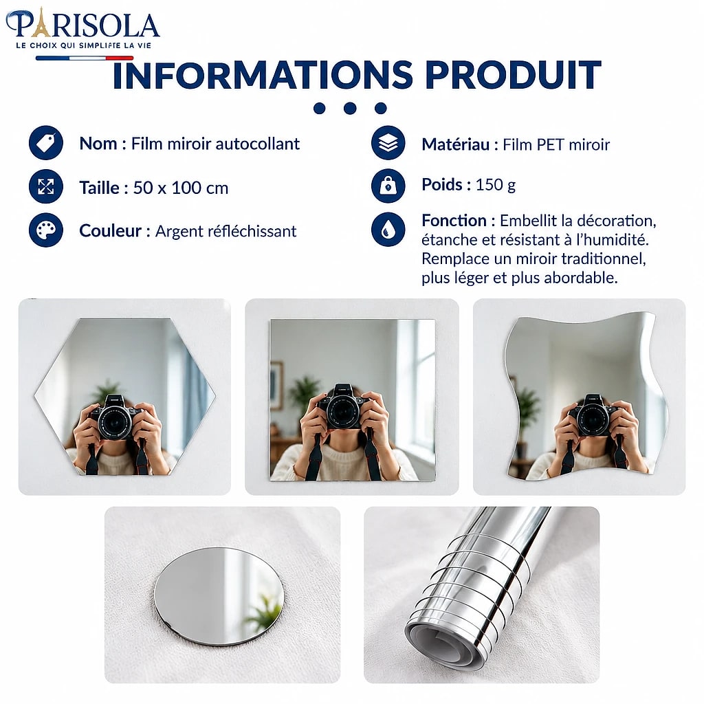 Film Miroir Autocollant Incassable