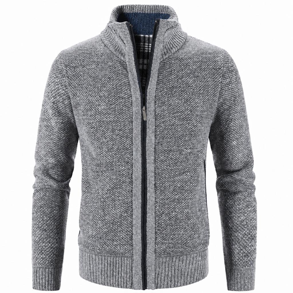 Gilet col haut zippé femme tricot chaud