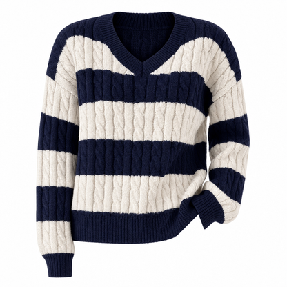 Pull rayé femme col rond manches longues