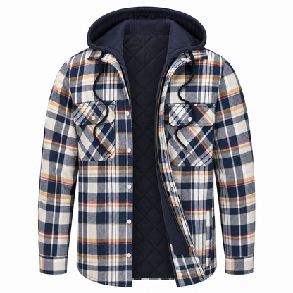 Veste à capuche homme carreaux flanelle chaud