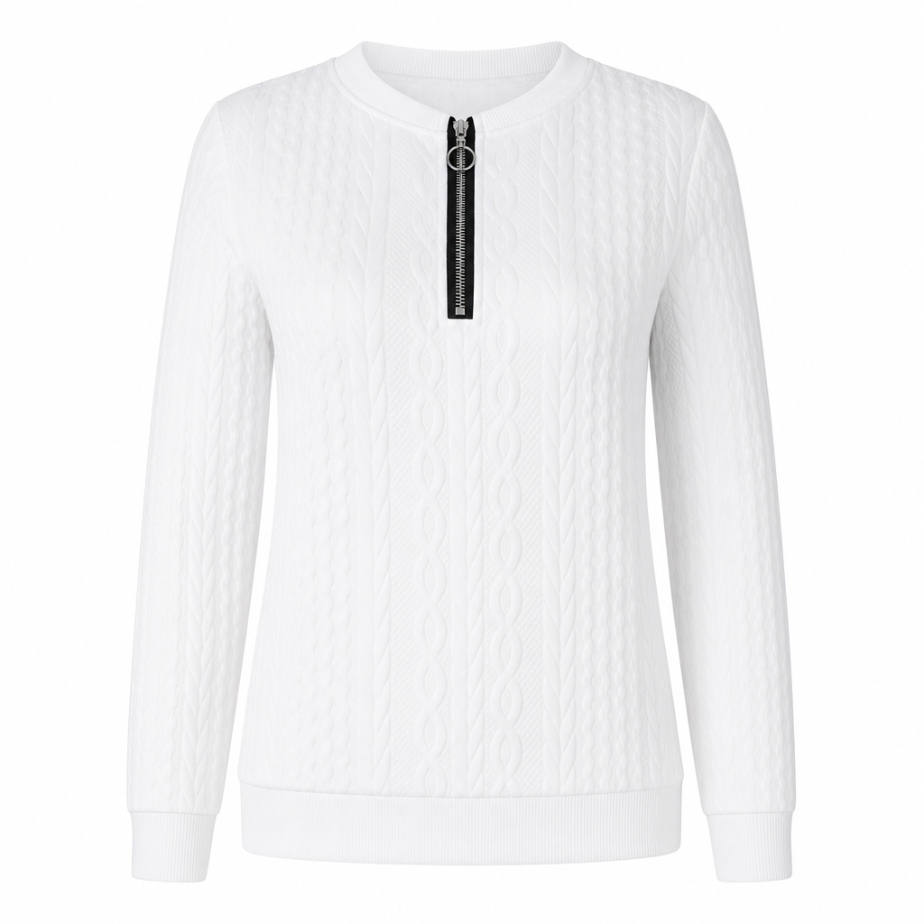 Sweat-shirt femme élégant col rond manches longues
